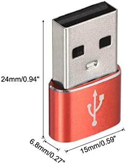Меканикс USB Cенски до USB машки адаптер, тип C до USB конвертор Адаптер црвен за телефон, таблет, компјутер, пакет од 3