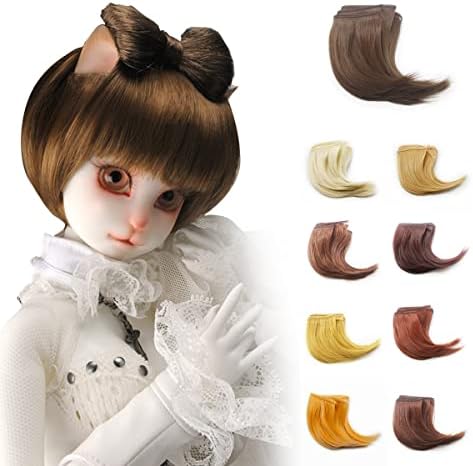 Музивиг кукла коса 4 x 39,4 in, 5rolls кадрави отпорни на топлина кукли за коса, за DIY 1/3 1/4 1/6 BJD SD DOLL перики, занаетчиска волна коса, коса за коса од кукли