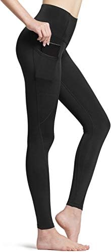 Thermalенски термички јога панталони TSLA, топло руно со високи половини, поставени хеланки, зимски тренинзи што трчаат хулахопки со џебови