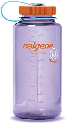 Nalgene го одржува шише со вода без вода, направено со материјал добиен од 50% пластичен отпад, 32 мл, широка уста, аметист и лесен сипер,