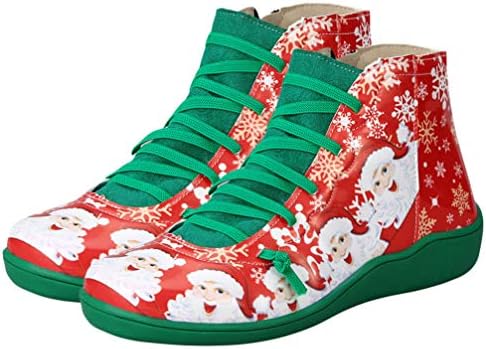Среќнајами 1 пар црвени жени Божиќни чевли Дедо Мраз Дедо Клаус Обични чевли чизми Божиќ женски дама жени чевли 6
