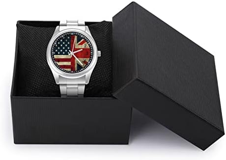 Ретро Американец И Знамето На Унијата Автоматски Часовник За Мажи Жени Нараквица Од Метална Легура Часовник Моден Кварц Часовник