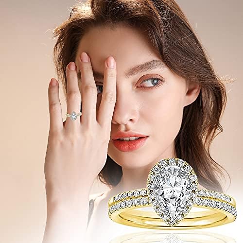 Прстени за жени 2023 година роденденски подароци Loveубов моден прстен дијамантска капка вода во форма на форма во форма на дијамант