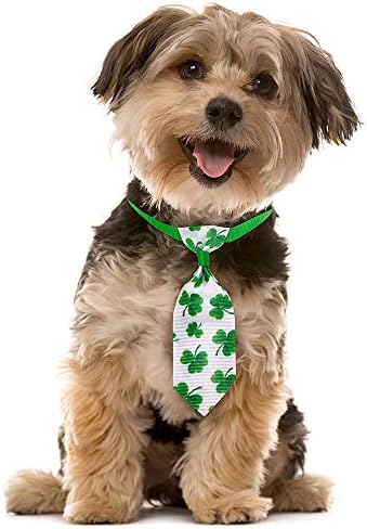 Masue Pets кученце куче вратоврски за денот на Свети Патрик 10 парчиња/пакувања кучиња кучиња, кучиња, кучиња, среќа зелени кловери обрасци кутре куче лакови куче Додато?