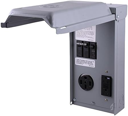 GE RV Outlet Box 70 AMP 120/240 Volt Немериран со 50 AMP и 20 AMP GCFI коло заштитени садови