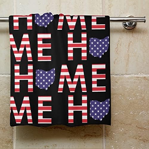 Американско знаме на домот во Охајо државни рачни крпи за лице за миење на телото меки меки за миење садови со слатки печатени за кујнски хотел за кујна секојдневна