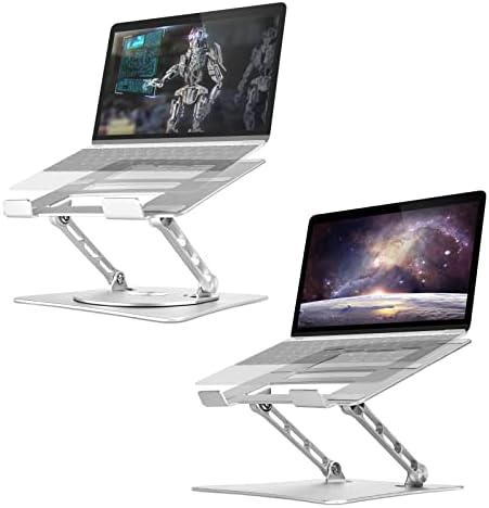 BCOM прилагодлив лаптоп штанд со 360 ° ротирачки база ， преклопна алуминиумска легура компјутерски лаптоп кревач ， ергономски дизајн ， компатибилен со 10 до 17 лаптоп?