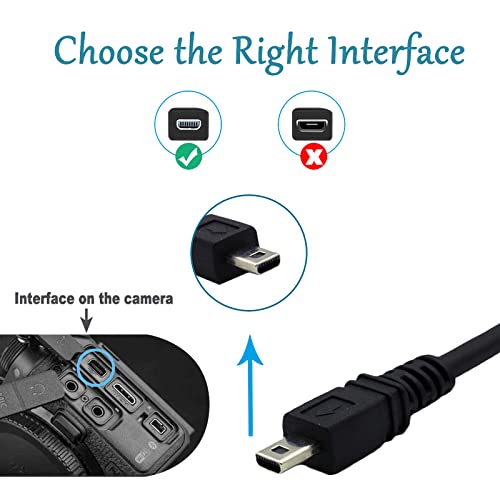 Aiivioll заменливи USB Data Sync 8-пински кабел за камера компатибилен со Sony Digital Camersy CyberShot Cyber-Shot DSCH300 DSCW800