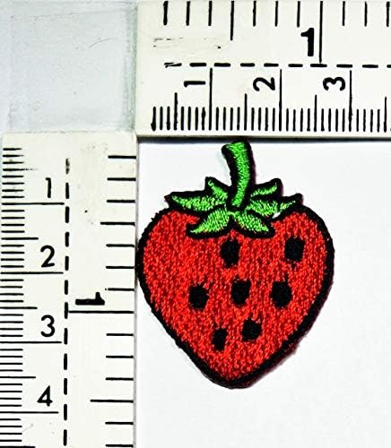 Поставете 3 компјутери мини мала црвена јагода слатка лето овошје налепници за цртани филмови, печ занаети извезени закрпи за облека