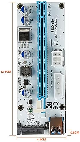 Конектори Tishric Riser Card 1x 16x USB3.0 Extender Miner Miner Ver008S 008S 3 во 1 Molex 4Pin SATA 6PIN PCIE PCI -E PCI Express