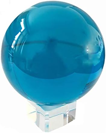 Queenbox 100mm Сина вештачка кристал К9 стаклена топка со основна аквамарин сфера за фотографирање на подароци, канцеларија за