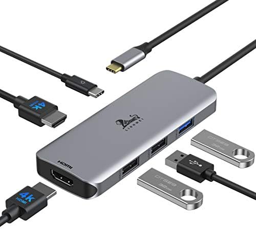 USB C Hub Dual HDMI, USB C до двојни монитори адаптер до двојно 4K HDMI, 3 USB, PD порта за полнење, USB C докинг станица Двојна