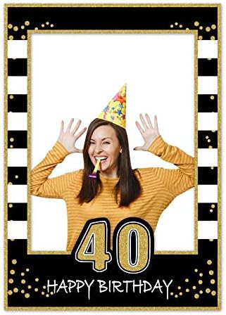 Сјајски сјај среќен 40 -ти роденден 40 -ти фото рамка 40 -та роденденска забава Фото штанд реквизити