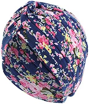 Preенски пред-врзан турбан капа цветно печатење гроздобер плетиран муслимански обвивка за обвивка лесна слабичка за спиење