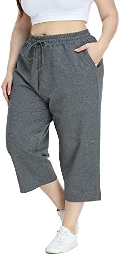 Women'sенски плус големина Каприс Обични летни јога панталони меки панталони за култури салон за џемпери со џебови