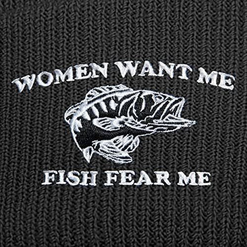 Везените жени сакаат риба да се плашам од мене бејзбол капа/бени капи за мажи жени смешно совршено риболов подароци црно