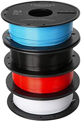 PLA филамент 1,75мм пакет, филамент за печатач TinMory 3D, 500g x 4 spool, црна+бела+црвена+Skyblue