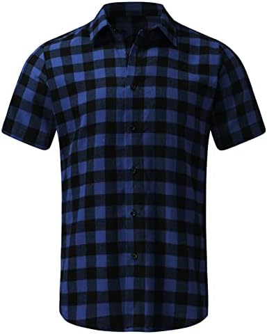 Beuu карирани кошули за мажи, 2022 Ново летно копче за проверка на кошулата за мажи надолу по патент деловно работење, случајно