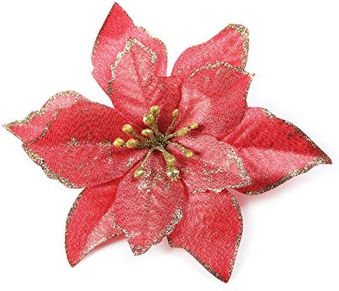 Божиќни Украси поинсетија Сјај Вештачки Цвеќиња Од Поинсетија За Украси За Новогодишни Елки