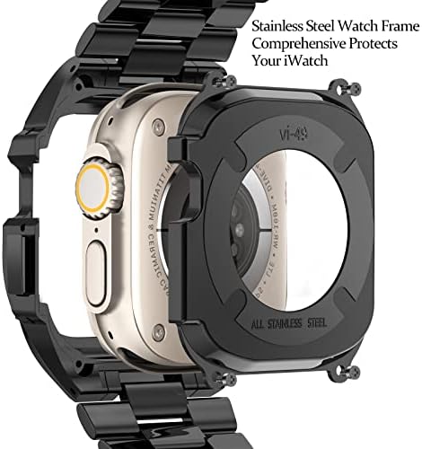 V-MORO Компатибилен Со Apple Watch Ultra Bands 49mm Со Метален Браник, Замена На Ремен Од Не ' Рѓосувачки Челик Тешки Додатоци За Покривање