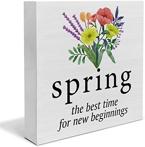 Пролет Најдобро време дрвена кутија знак на фарма куќа пролетна дрвена кутија знак за уметност блокови биро за рустикални знаци