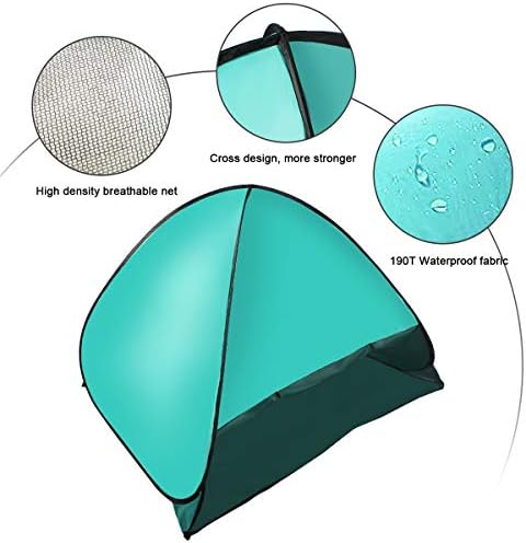 Шатор на плажа на плажа, преносен поп-сенка на плажа Сонце засолниште со УВ заштита за 2-3 лице, кампување на шатор за плажа Инстант чадор за