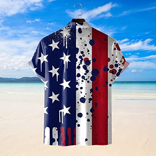 Кошули со кратки ракави за кратки ракави на мажите на Беуу, по патриотска кошула Американско знаме летно плажа обична маица