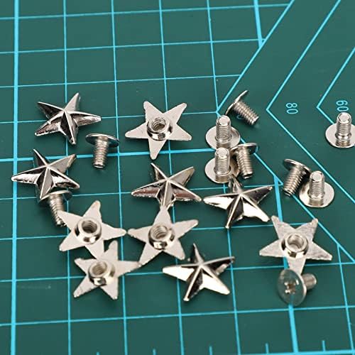Zerodis 50pcs starвезда во облик на starвездички ривети, метални шипки за шипки на лакови и шила метални кожни занаети DIY за чевли торбички