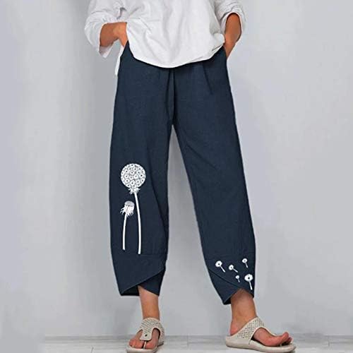 2023 Нови ленти панталони за жени, летни фустани обични широки нозе лабави вклопени јога печати печатени панталони