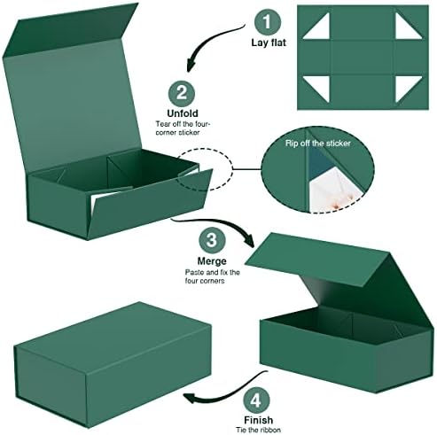 Кутија за подароци со Капаци, 9,85 х 5,95 х 3,15 Во Магнетно Затворање Склопувачки Кутии За Подароци За Пакување Подароци, Кутија