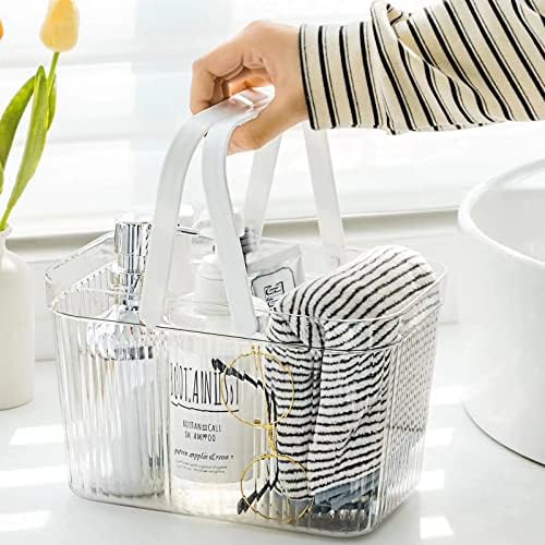 Goret Portable Coddy Caddy Basket, пластичен организатор за туширање тоте со рачка, бања чиста модна корпа за туширање е совршена за студентски