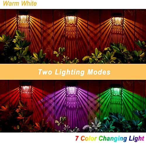 Светла со соларна ограда Панмо со 2 режими Топло бело и RGB соларни палуби светла со автоматски/исклучени водоотпорни сјајни
