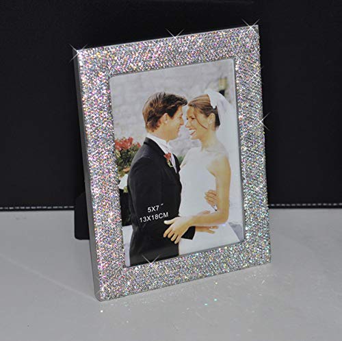 Tishaa Bling Rhinestone Jeweled Sparkly Photo слика Двојна поставена рамка со стакло со висока дефиниција за табела, дисплеј за