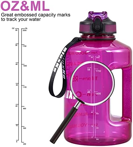 Sluxke 1 галон шише со вода со временски маркер и слама, БПА бесплатно 128oz протекување доказ мотивациски бокал за шише со вода