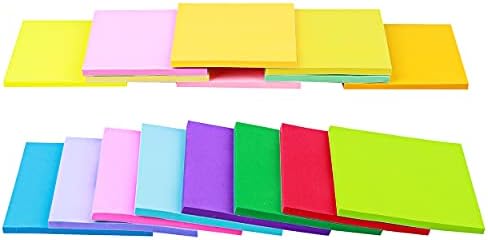 Лепливи белешки 3x3 инчи, светли бои за самолепливи влошки, лесни за објавување за дома, канцеларија, тетратка