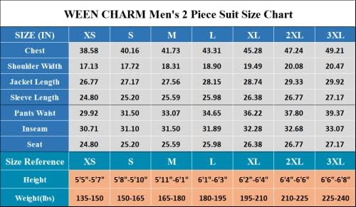 Ween Charm Men's Suits Slim Fit 2 Piece Two Two Butn Blazer Wedding Prap Map Tuxedo единечни панталони за јакна