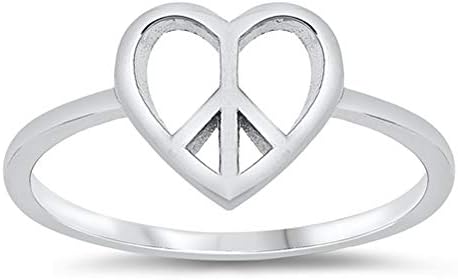 Северна Стрелка Продавница Мир Срце Знак 925 Стерлинг Сребро, Љубов Тема Прстен Со Накит Кутија
