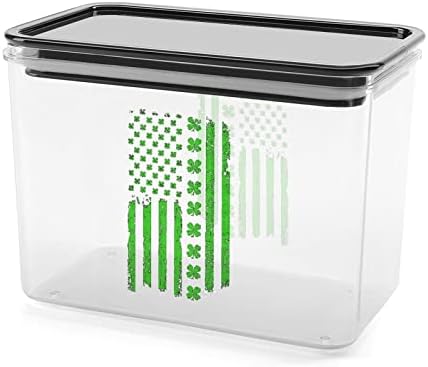 Денот на Свети Патрик Ирско Американско Знаме Пластична Кутија За Складирање Контејнери За Складирање Храна Со Капаци Тегла