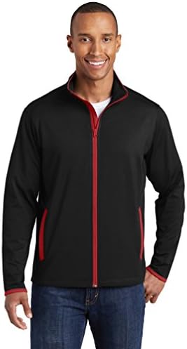 Јакна со целосна зипска јакна за спорт на спорт-Тек, црна/вистинска црвена, мала