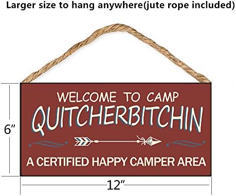 Добредојдовте во Кампот Quitcherbitchin 6 x 12 Виси Дрвени Кампување Декор Знак Подароци За Кампери