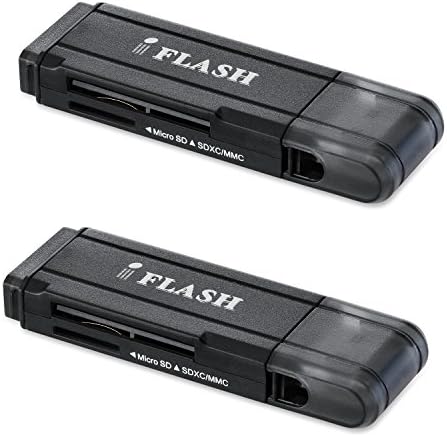 [2 Пакет] iFlash USB 3.0 Двојна Слот MicroSD-MicroSDHC-MicroSDXC-SDHC-SDXC Картичка Читач/Писател-Поддршка SanDisk Kingston 256GB 128GB 64GB 32GB UHS-I Микро SDXC SDHC, Ултра/Екстремна Брзина