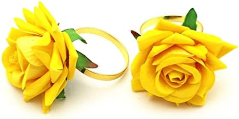 Lmmddp 12 парчиња/ симулација роза цветна салфетка прстен за салфетка прстенка за одмор забава десктоп декорација на салфетка