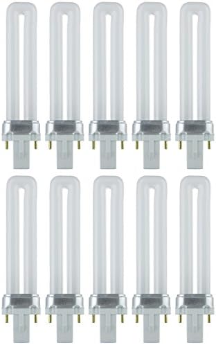 Sunlite PL7/SP41K 10PK 2-Pin флуоресцентни 7W 4100K Кул Бела U Облик Pl CFL Двојна Цевка Приклучок Светилки Со G23 База