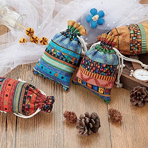 28 Пакет Египетски Стил Накит Монета Торбички Ацтеките Печатење Врвка Подарок Торба Божиќ Новогодишен Подарок Торба За Бонбони Свадба