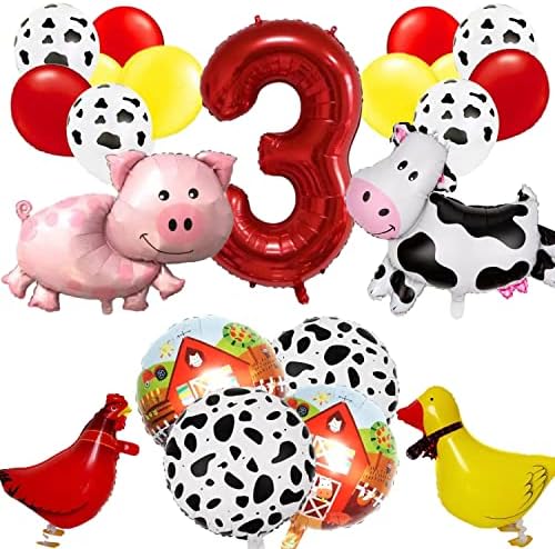 21 парчиња балони за животни од фарма, украси за роденденски забави, погодни за роденденски забави за момчиња и девојчиња, украси за забави со