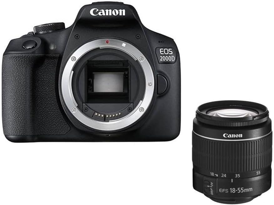 Камера EOS 2000d Dslr Камера w/EF-S 18-55mm F/3.5-5.6 Објектив + EF 75-300mm f/4-5, 6 III Објектив + Делукс Случај + Sandisk 128gb Мемориска