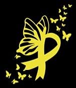 Пеперутка коска од рак на коска сарком лента винил декларација | Жолта | Направено во САД со декорации на Foxtail | За прозорци за автомобили,