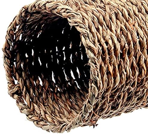 ИПЕТБООМ 2 парчиња хрчак слама тунел за скриени тунели за трева играчки со хрчак рачно плетено хамак што виси гнездо за стаорци,