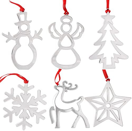 6 парчиња елени снегулки за снегулка украс Божиќ што виси прекрасна ангелска starвезда украс за подароци или виси на украси за новогодишни