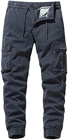 Miashui наредени карго панталони мажи машки карго панталони цврста боја мулти џеб тетер за истегнување цврста боја панталони момче 12
